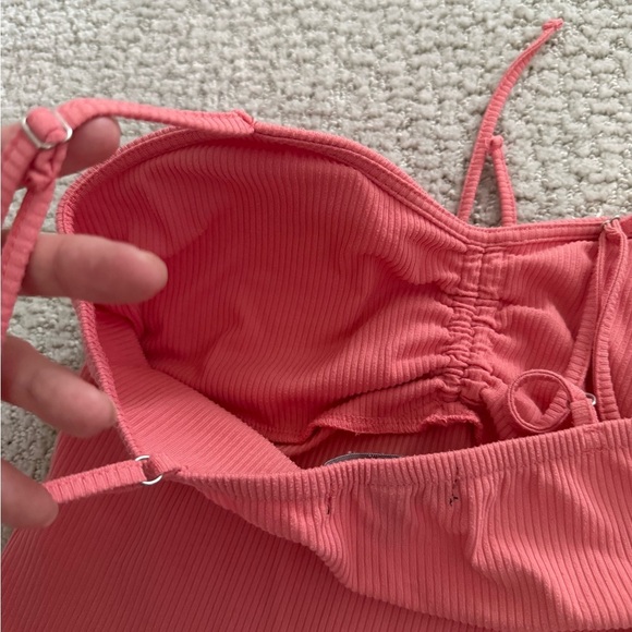 Derek Heart Ribbed Crop Tank Top Size M Pink Padded - Picture 3 of 6